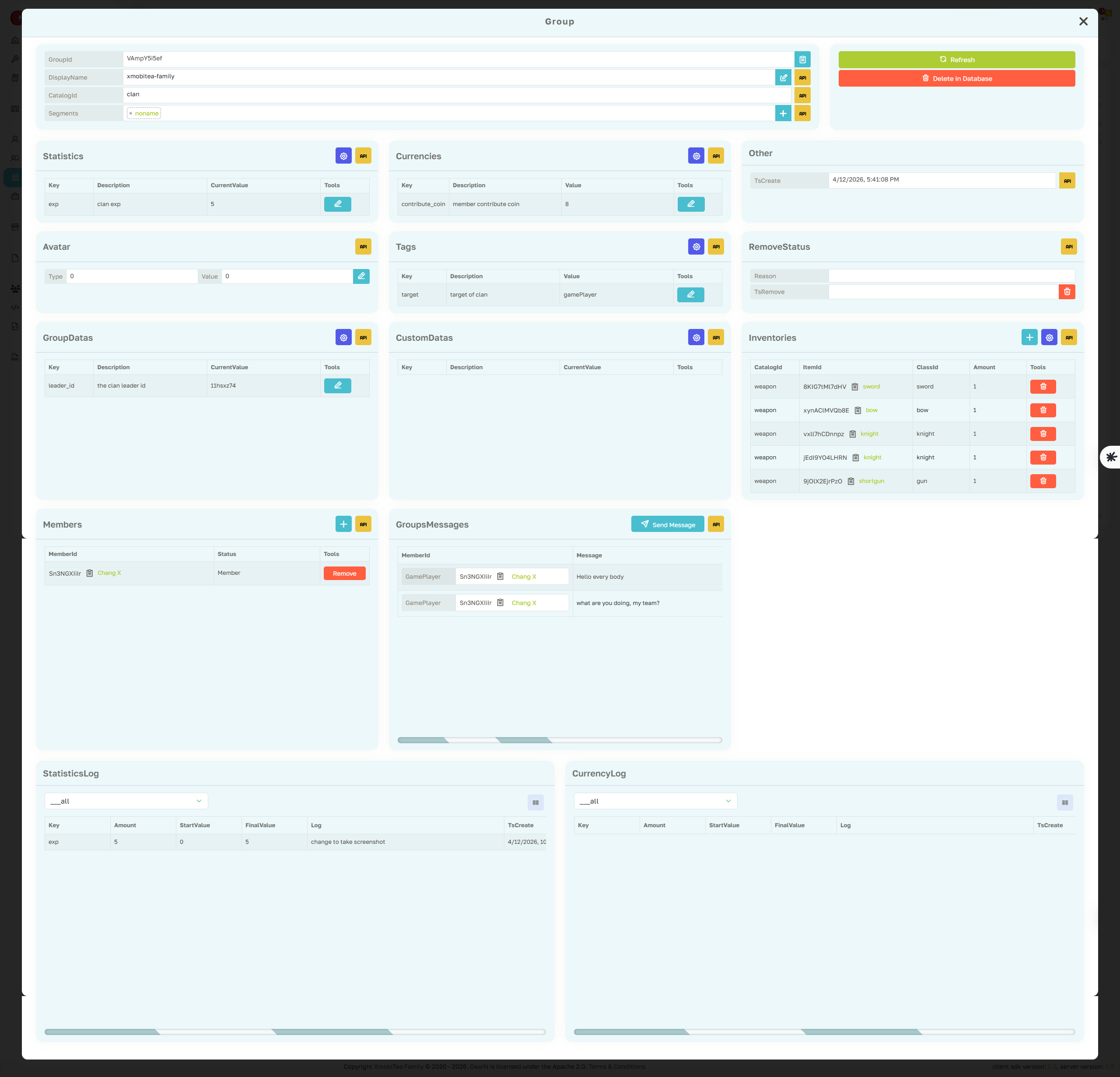 GearN dashboard group profile page screenshot