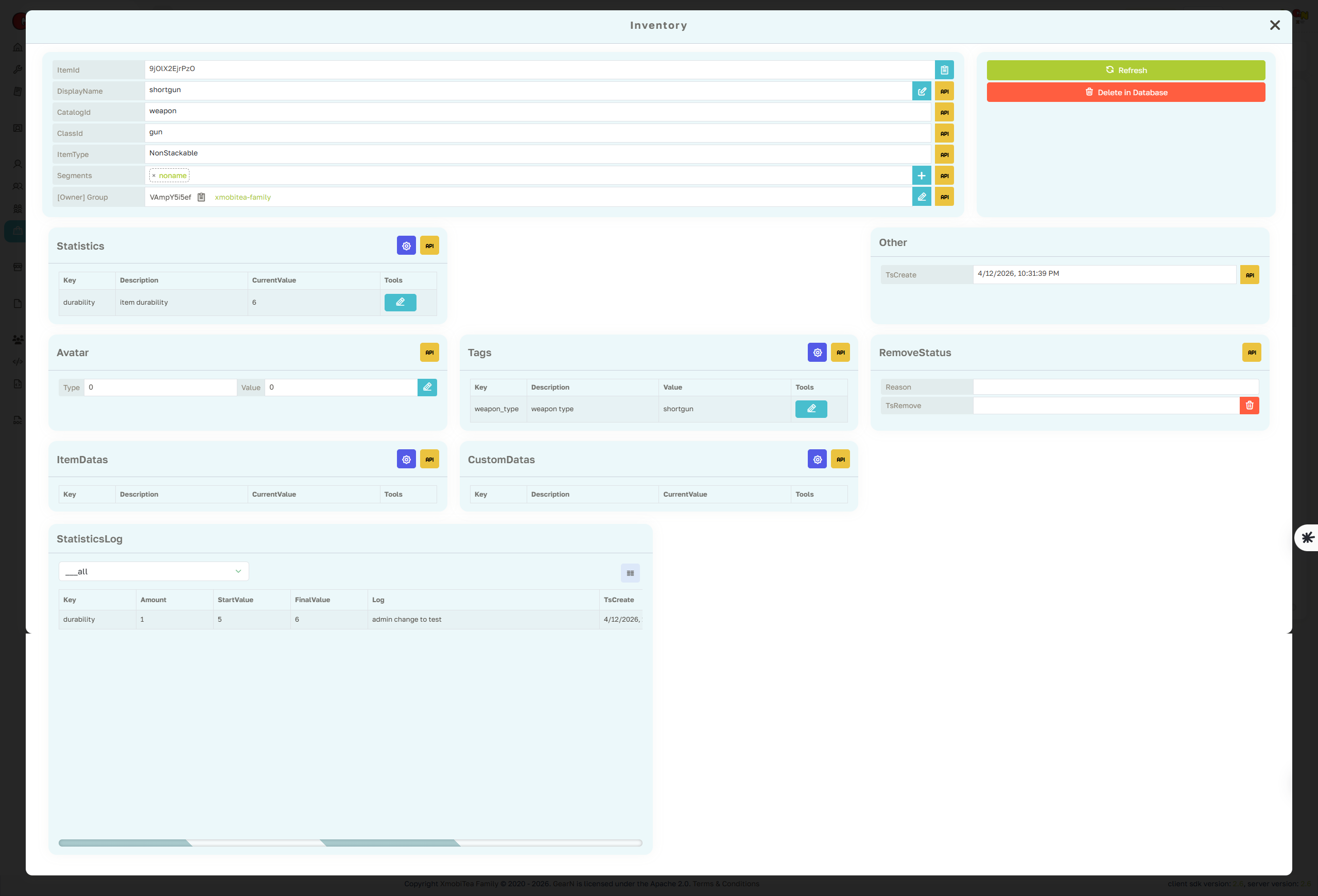 GearN dashboard inventory profile page screenshot